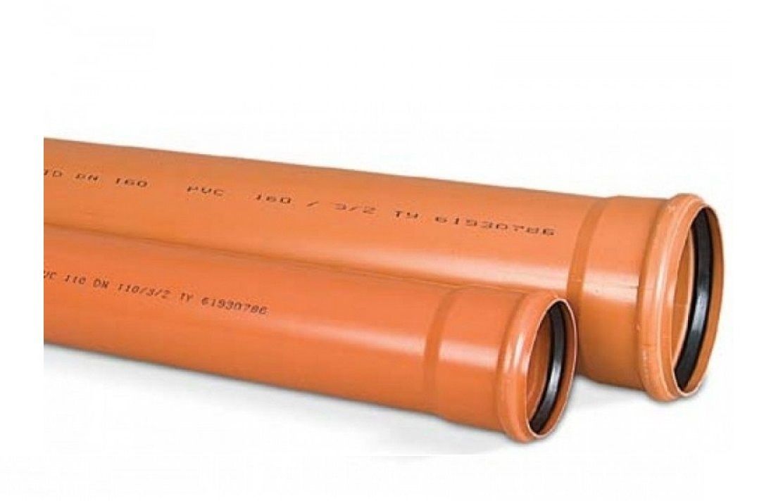 Труба гладкая d160x3,6x1000 ПВХ наружная канализация